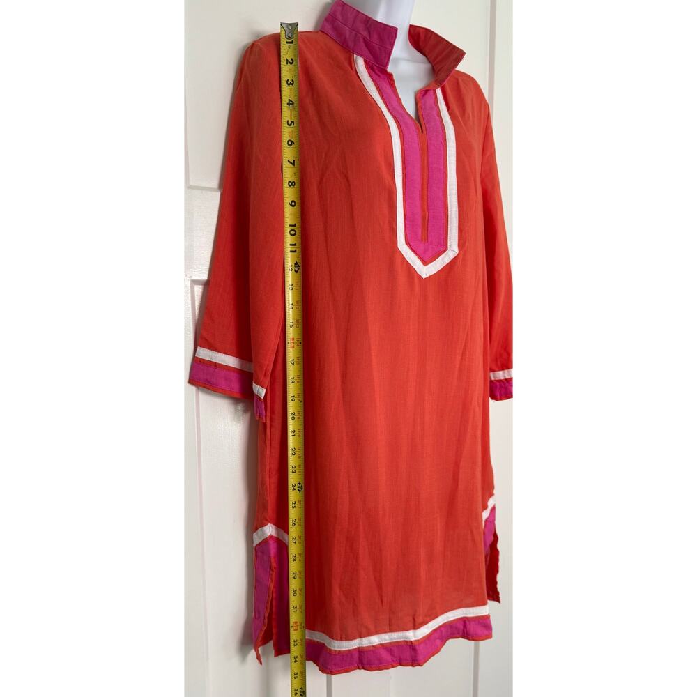 Les Canediers Tunic Dress Orange Pink Vneck SIZE 12‎ - Picture 8 of 14